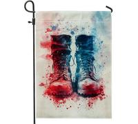 Bandiera da giardino con stivali militari patriottici, colore rosso e blu, decorazione per la casa e il giardino, bandiera su entrambi i lati, in iuta, decorazione per giardino, giorno commemorativo