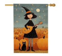 Bandiera da giardino con strega e zucca autunnale, bandiera decorativa per la casa, bandiera decorativa per la casa, bandiera da giardino in iuta su entrambi i lati, decorazione per esterni di