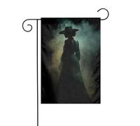 Bandiera da giardino con strega nel buio, 30 x 45 cm, verticale, double face, decorazione per case in campagna