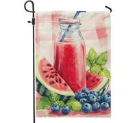 Bandiera da giardino con succo di mirtillo e anguria, striscione decorativo per bevande rosse estive, bandiera decorativa in cotone su entrambi i lati, decorazione per esterni, 30,5 x 45,7 cm