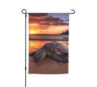 Bandiera da giardino con tartaruga marina al tramonto, 30,5 x 45,7 cm, doppia faccia, per primavera ed estate, bandiera decorativa per cortile piccola bandiera stagionale decorazione esterna