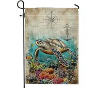 Bandiera da giardino con tartaruga marina, barriera corallina, decorazione per la casa e il giardino, decorazione per il prato all'aperto, bandiere estive in stile spiaggia 30,5 x 45,7 cm