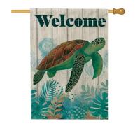 Bandiera da giardino con tartaruga marina di benvenuto, bandiera decorativa per la casa, bandiera da giardino in iuta su entrambi i lati, decorazione stagionale per esterni, 71 x 101 cm