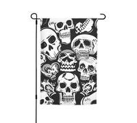Bandiera da giardino con teschio, 30,5 x 45,7 cm, per primavera, estate, autunno, inverno, bandiere stagionali su entrambi i lati, bandiere per le vacanze, per esterni, interni, cortile, per