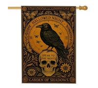 Bandiera da giardino con teschio di corvo nero, decorazione per la casa e il giardino, bandiera da giardino in iuta su entrambi i lati, per Halloween, decorazione per prato all'aperto, 71 x 101 cm