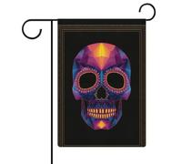 Bandiera da giardino con teschio geometrico, in iuta, double face, 30,5 x 45,7 cm