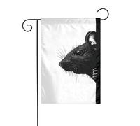 Bandiera da giardino con testa di topo, 30 x 45 cm, verticale, double face, decorazione per case in campagna, vacanze, esterni, bandiera da cortile