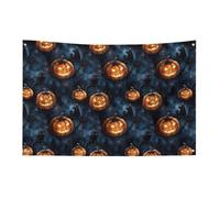 Bandiera da giardino con testa di zucca horror di Halloween, 3x5 piedi, con 4 fori, decorazione per interni ed esterni.