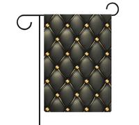 Bandiera da giardino con texture in pelle nera e oro per vacanze stagionali su entrambi i lati, 30,5 x 45,7 cm