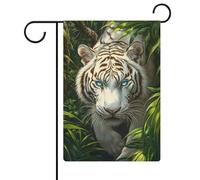 Bandiera da giardino con tigre bianca nella giungla, per vacanze stagionali, in iuta, double face, per casa, cortile, esterni, 30,5 x 45,7 cm