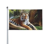Bandiera da giardino con tigre sotto l'albero, 9 x 1,5 m, bandiera da giardino su entrambi i lati, resistente allo sbiadimento, bandiera per esterni, divertente bandiera per le vacanze, con occhielli