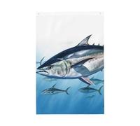 Bandiera da giardino con tonno rosso Thunnus da 0,9 x 0,9 m su entrambi i lati, non sbiadisce, per casa, cortile, cortile, cortile, prato, decorazione esterna