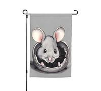 Bandiera da giardino con topi grigi, 30,5 x 45,7 cm. Decorazione per esterni luminosa su entrambi i lati porta un po' di divertimento al tuo giardino.