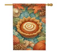 Bandiera da giardino con torta di zucca autunnale, striscione decorativo per la casa con foglie autunnali arancioni, bandiera da giardino in iuta su entrambi i lati, decorazione per esterni del