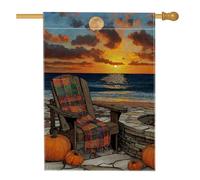Bandiera da giardino con tramonto autunnale, zucca arancione, decorazione per esterni, striscione in iuta su entrambi i lati per la decorazione autunnale del prato delle vacanze 71 x 101 cm