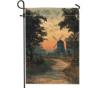 Bandiera da giardino con tramonto e Winnowing, arancio caldo, double face, tessuto, speranza, accenti stagionali per casa, 30,5 x 45,7 cm