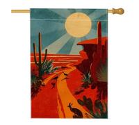 Bandiera da giardino con tramonto nel deserto, striscione decorativo per esterni con cactus rosso, bandiera su entrambi i lati, per feste estive barbecue e decorazione per prato, 71 x 101 cm