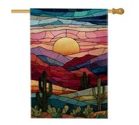 Bandiera da giardino con tramonto nel deserto, striscione decorativo per la casa con montagne e cactus, bandiera da giardino in iuta su entrambi i lati, per decorazione esterna del prato, 71 x 101 cm