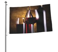 Bandiera da giardino con tre bottiglie di vino e bicchiere da 7,6 cm x 9,6 m, bandiera a prova di brezza, bandiere a prova di scolorimento, per casa, casa, decorazione interna ed esterna