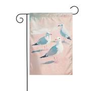 Bandiera da giardino con tre gabbiani sulla spiaggia, 30 x 45 cm, verticale, double face, decorazione per case coloniche