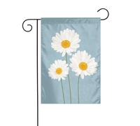 Bandiera da giardino con tre margherite con petali bianchi centri gialli 30 x 45 cm verticale su entrambi i lati per fattoria vacanze decorazioni esterne bandiera cortile