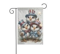 Bandiera da giardino con tre polli che festeggiano il quarto di luglio, 30 x 45 cm, verticale, double face, decorazione per casa colonica