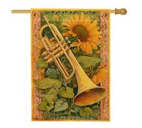 Bandiera da giardino con tromba di girasole, bandiera gialla floreale per la casa, bandiera da cortile in iuta su entrambi i lati, per la decorazione primaverile all'aperto del prato, 71 x 101 cm