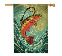 Bandiera da giardino con trote da pesca, bandiera colorata per esterni con pesci d'acqua dolce, bandiera da giardino in iuta su entrambi i lati, per la decorazione della casa e del prato, 71 x 101 cm