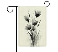 Bandiera da giardino con tulipani ed erbe semplici per vacanze stagionali juta double face per casa cortile bandiere esterne 30,5 x 45,7 cm