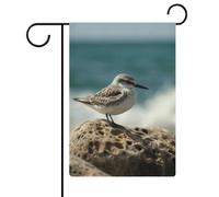 Bandiera da giardino con uccelli appollaiati sulla roccia su entrambi i lati, 30,5 x 45,7 cm, bandiera verticale in lino, bandiere per la casa durevoli per feste decorative all'aperto