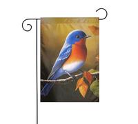 Bandiera da giardino con uccelli blu orientale, 30 x 45 cm, verticale, double face, decorazione per case in campagna, per esterni, bandiera da cortile