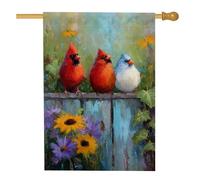 Bandiera da giardino con uccelli cardinali primaverili ed estivi, bandiera decorativa colorata rossa e bianca, bandiera decorativa per esterni, 71 x 101 cm