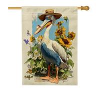 Bandiera da giardino con uccelli costieri, uccello blu con girasoli, striscione decorativo per la casa, in iuta su entrambi i lati, decorazione per esterni per feste estive sul prato 71 x 101 cm