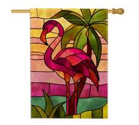 Bandiera da giardino con uccelli tropicali di pesche, striscione decorativo tropicale colorato, bandiera da giardino in iuta su entrambi i lati, per decorazione estiva all'aperto del prato, 71 x 101