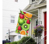 Bandiera da giardino con vari frutti, 9 x 1,5 m, bandiere da giardino su entrambi i lati, resistenti allo sbiadimento, bandiera per esterni, divertente bandiera per le vacanze, con occhielli in
