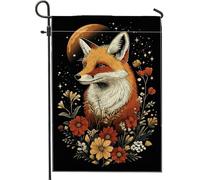 Bandiera da giardino con volpe autunnale, motivo floreale arancio, decorazione per la casa, double face, in iuta, decorazione stagionale per prato, 30,5 x 45,7 cm