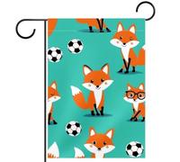 Bandiera da giardino con volpe calcistica, 30,5 x 45,7 cm, double face, decorativa, da giardino, per feste, stagionali, decorazione esterna