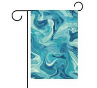 Bandiera da giardino con vorticoso liquido blu e verde acqua, in iuta su entrambi i lati, 30,5 x 45,7 cm