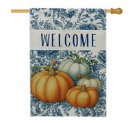 Bandiera da giardino con zucca autunnale, arancione bianco e arancione, decorazione per la casa, striscione da giardino, bandiera su entrambi i lati in iuta per cortile, decorazione stagionale per