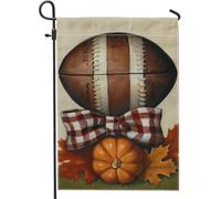 Bandiera da giardino con zucca autunnale, bandiera da giardino a scacchi marrone, striscione decorativo per esterni, in iuta su entrambi i lati, decorazione per prato per feste di festa, 30,5 x 45,7