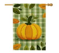 Bandiera da giardino con zucca autunnale, bandiera gialla con foglie di zucca per la decorazione della casa, bandiera da giardino in iuta su entrambi i lati, per decorazione esterna del prato, 71 x