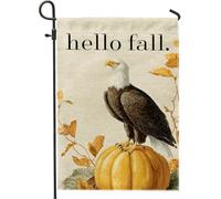 Bandiera da giardino con zucca autunnale, bandiera rustica autunnale, decorazione per esterni in iuta su entrambi i lati, per casa, prato, saluto per la stagione del raccolto, 30,5 x 45,7 cm