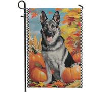 Bandiera da giardino con zucca autunnale cane arancione pastore tedesco bandiera per la decorazione della casa banner bandiera da cortile su entrambi i lati bandiera del Ringraziamento decorazione