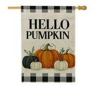 Bandiera da giardino con zucca autunnale, decorazione per esterni arancione, nero e bianco, striscione in iuta su entrambi i lati per decorazione autunnale del prato 71 x 101 cm