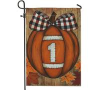 Bandiera da giardino con zucca autunnale, decorazione rustica arancione con fiocco a scacchi, striscione in iuta su entrambi i lati per decorazione autunnale all'aperto del prato 30,5 x 45,7 cm