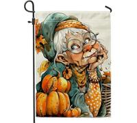 Bandiera da giardino con zucca autunnale, striscione decorativo per la casa della nonna, bandiera arancione fantasiosa per la casa, bandiera da giardino in iuta su entrambi i lati, decorazione