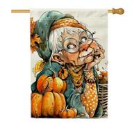Bandiera da giardino con zucca autunnale, striscione decorativo per la casa della nonna, bandiera arancione fantasiosa per la casa, bandiera da giardino in iuta su entrambi i lati, decorazione