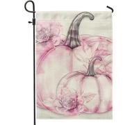 Bandiera da giardino con zucca color pesca pastello, bandiera floreale autunnale decorativa per casa e cortile, decorazione per esterni su entrambi i lati, 30,5 x 45,7 cm