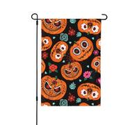 Bandiera da giardino con zucca del terrore di Halloween, 12 x 18 pollici, decorazione per cortile verticale su doppia faccia, in poliestere, per casa di benvenuto, per esterno, portico, fattoria, pati