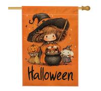 Bandiera da giardino con zucca di Halloween, bandiera arancione con personaggio carino per esterni, bandiera da cortile in iuta su entrambi i lati, decorazione autunnale per le vacanze, 71 x 101 cm